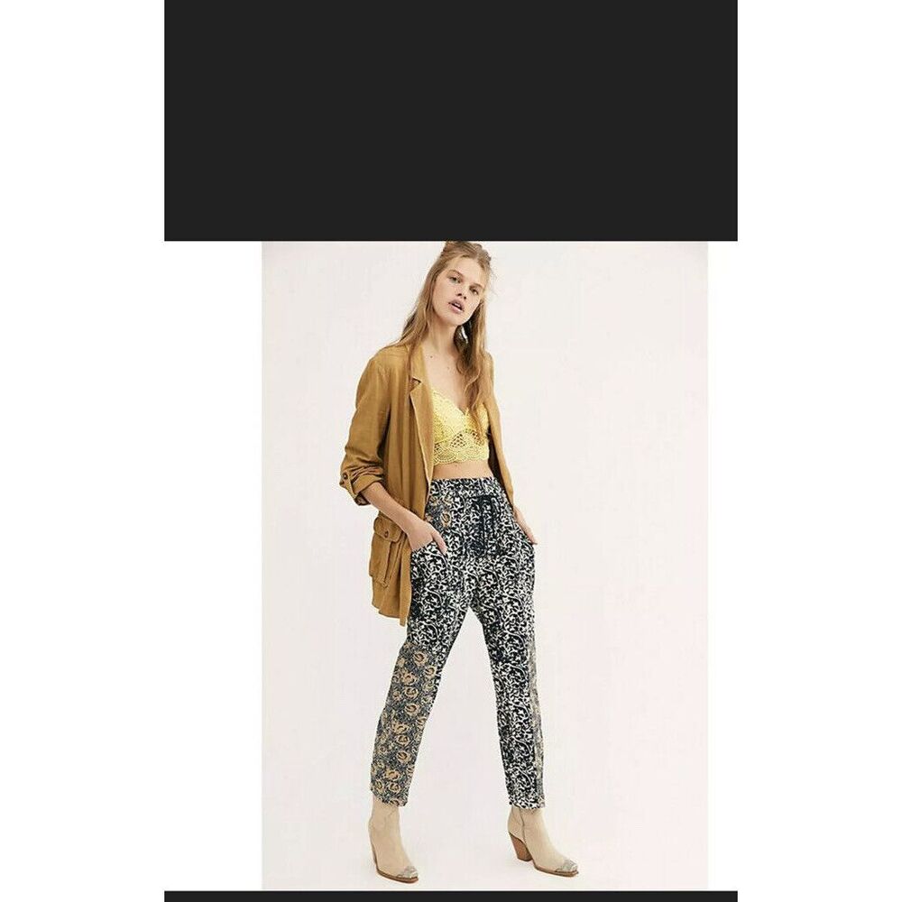 Free People Marfa Nights Trouser Pants Printed High Waisted Boho S